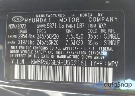 2023 Hyundai Palisade Limited z USA, uszkodzony, nr VIN KM8R5DGE9PU552161